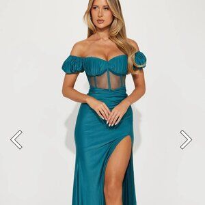 Emma corset gown teal
